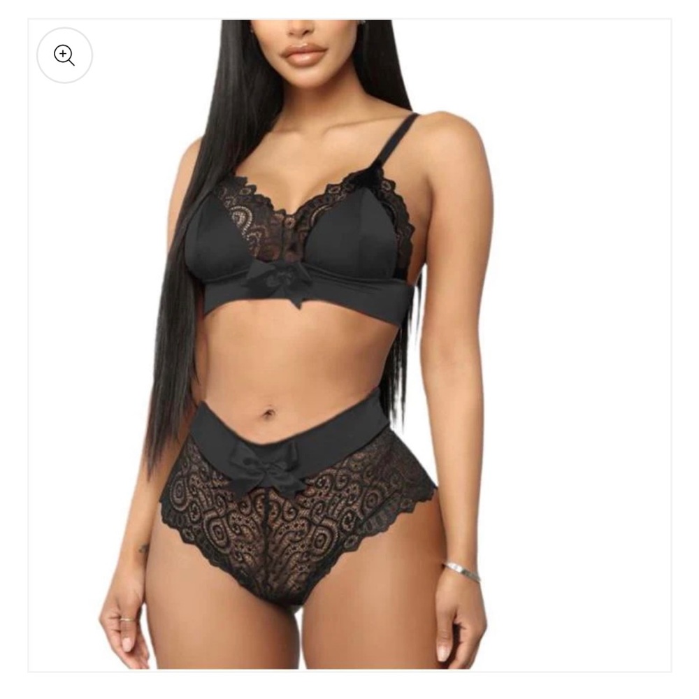 Bow knot lingerie 2 piece set
